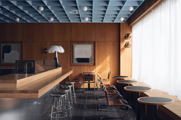 什么是华夫格天花板？ 47 种在网格下生活的室内设计 - 5 的图像 96